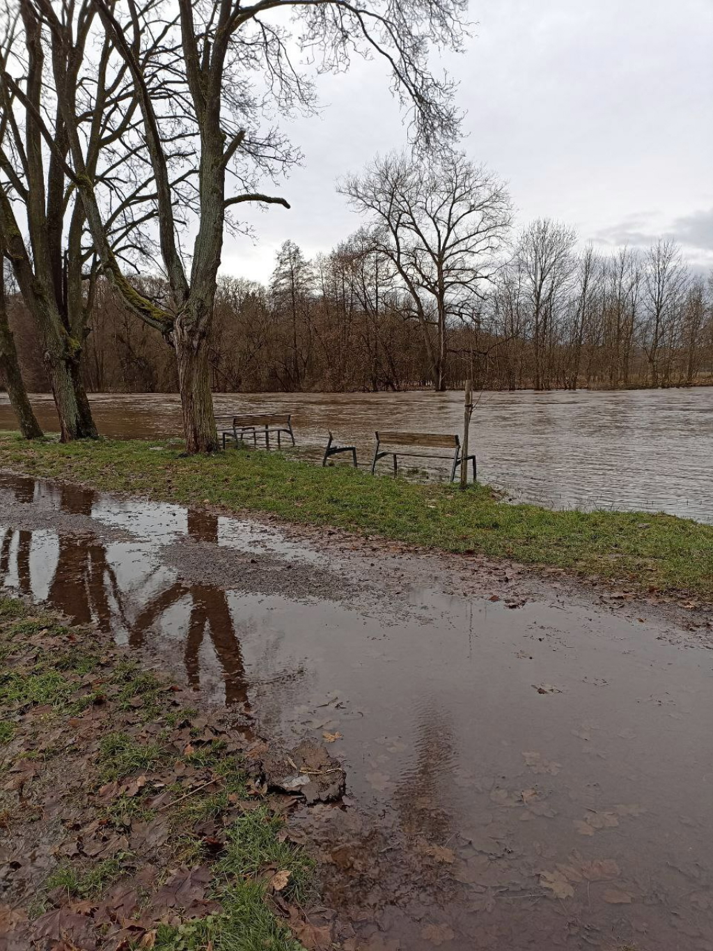 Jizera v Mnichově Hradišti 26. prosince 2023 v 11 hodin