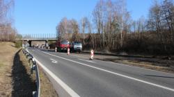 Začala přestavba křižovatky u KM Prona na kruhový objezd. Foto: Petr Novák, 10. března 2022