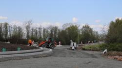 Rekonstrukce křižovatky u dálnice jde podle plánu. Foto: Petr Novák, 28. dubna 2022