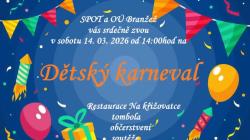 Dětský karneval na Branžeži nabídne soutěže, tombolu i občerstvení