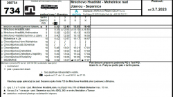 Objížďkový jízdní řád linky 734 platný po dobu uzavírky