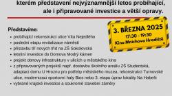 Rekonstrukce Víta Nejedlého, nové třídy ZŠ Sokolovská či investice do Domova Modrý kámen. Přijďte se seznámit s aktuálními i plánovanými stavebními akcemi města