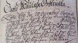 Obrázek 3: Záznam o koupi domu Mikulášem Tieftrunkem v roce 1678 (SOkA Mladá Boleslav)