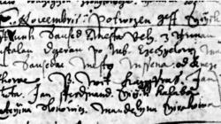 Obrázek 7: Matriční záznam o sňatku Jiřího Tieftrunka v roce 1640. Matriční kniha NOZ Mšeno 01, pag. 11