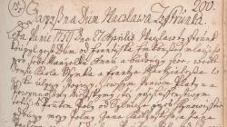 Obrázek 11: Výřez ze záznamu o koupi domu Václavem Tieftrunkem od Františka Finkouse. Městská kniha Bělá p. B. 1735–1779, fol. 200