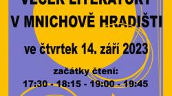 Večer literatury v Mnichově Hradišti opět nabídne zajímavé knihy. Číst budou David Vejražka, Helena Kaluhová, Jiřina Vodáková a Tomáš Vaněk