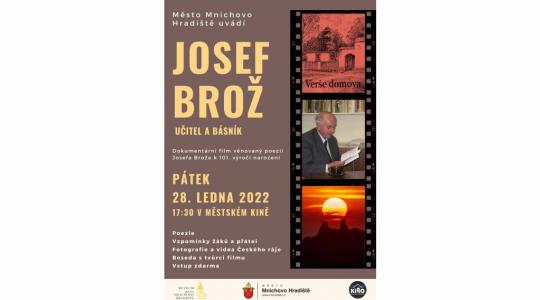 Premiéra dokumentu o básníku Josefu Brožovi bude 28. ledna v hradišťském kině