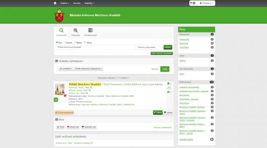 Knihovna má nový on-line katalog. Ilustrační screenshot