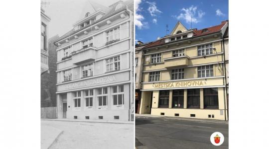 Městskou knihovnu Mnichovo Hradiště zdobí nový nápis v původním stylu. Foto: město