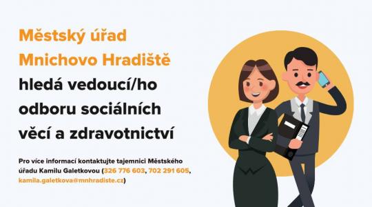 Mnichovo Hradiště hledá vedoucího odboru sociálních věcí a zdravotnictví. 