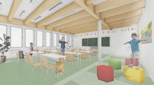 Vizualizace třídy v prostoru nad spojovacím krčkem. Zdroj: město Mnichovo Hradiště